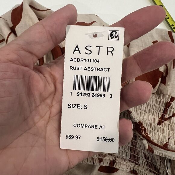 Astr The Label Marlene Printed Midi Dress Sz S Linen Blend Summer Beach Casual - Picture 7 of 10